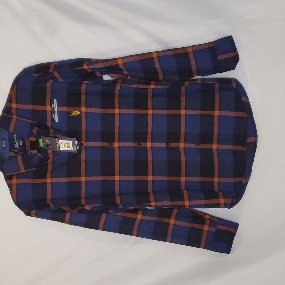 U.S. Polo Assn. Flannel Long Sleeve Button Down Shirt Mens Small Fall Colors NWT - Picture 1 of 7
